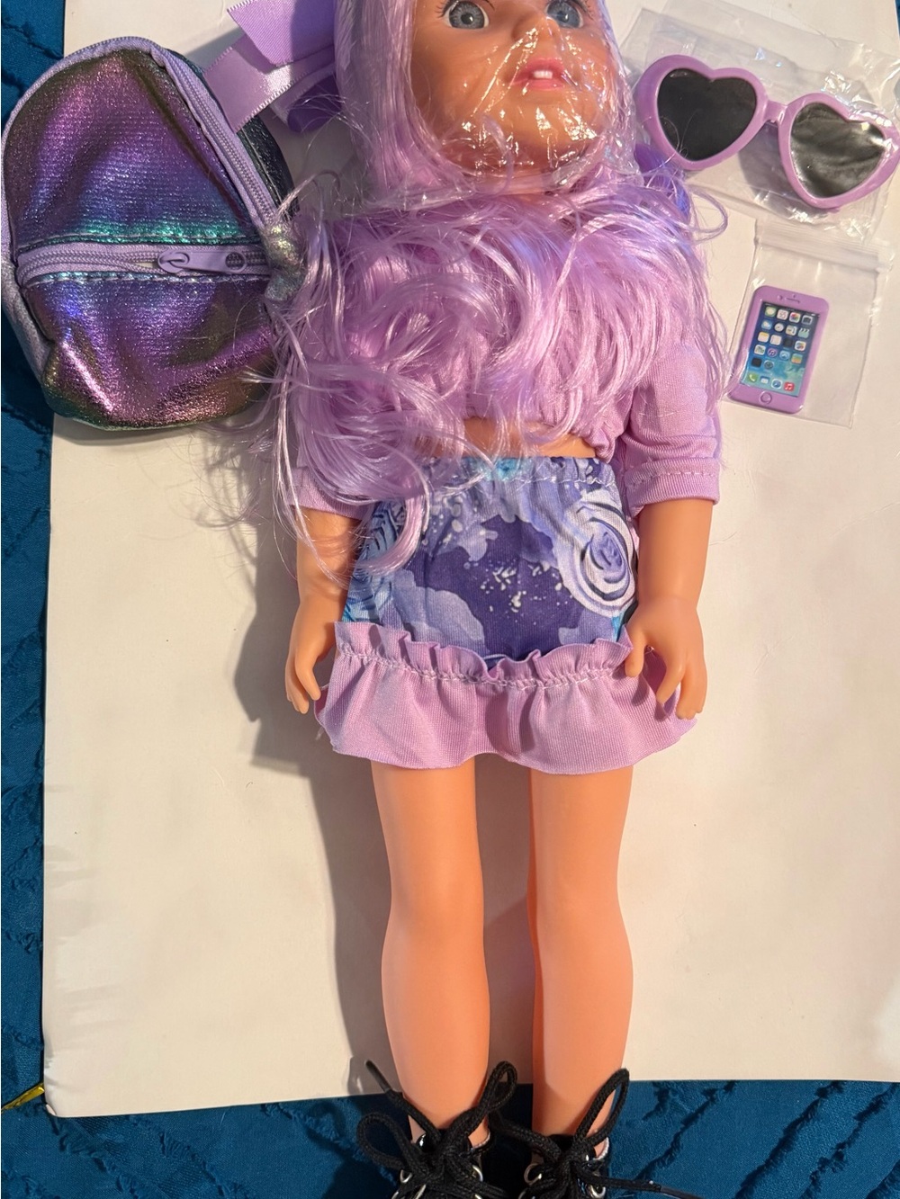 Lilac Fashion Doll with Accessories - Purple Outfit and Pastel Hair